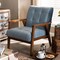 Baxton Studio Asta Mid-Century Blue Velvet Upholstered Walnut Finished Wood Armchair 160-9942 - alternate 6
